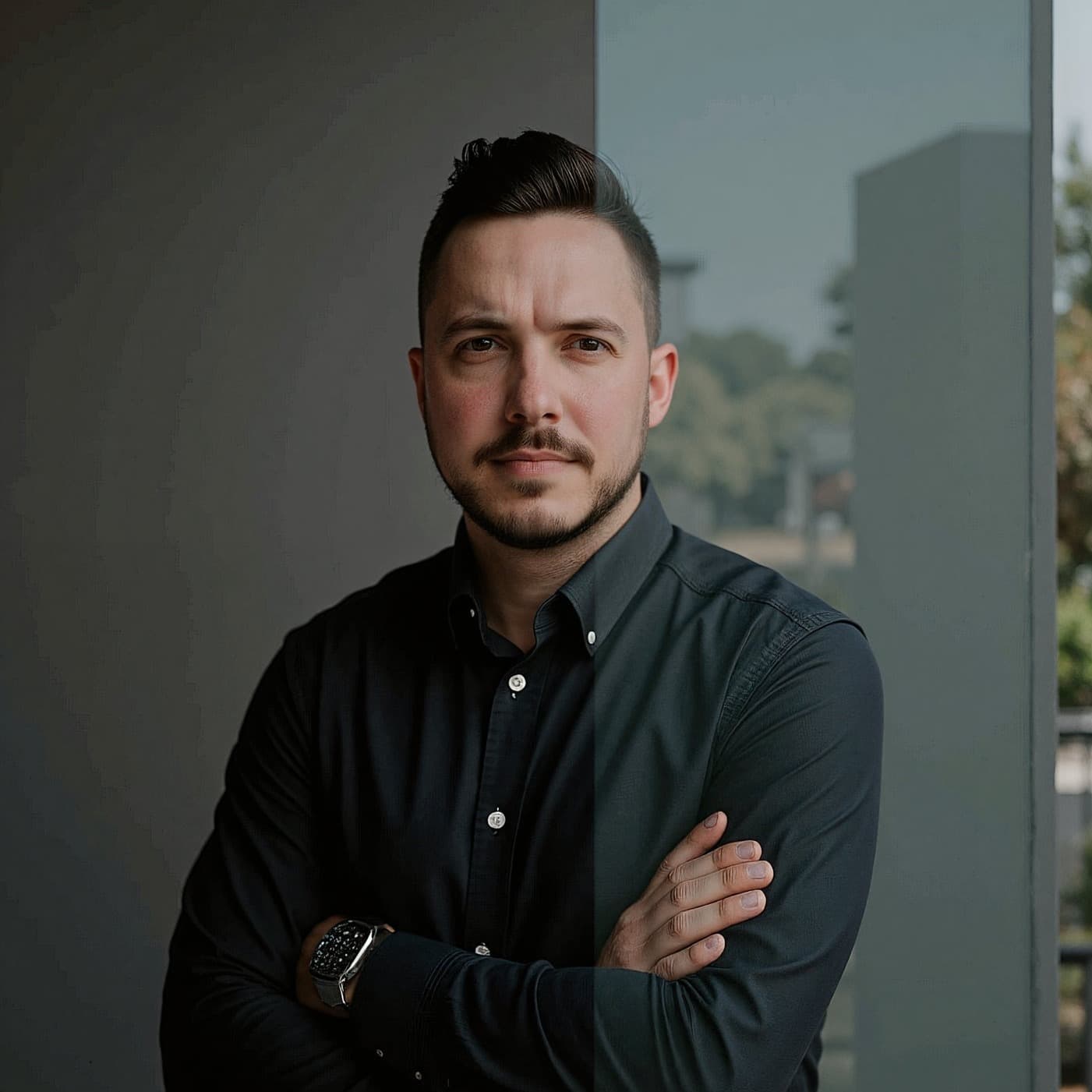 Tim Sweetman, photographed by a window